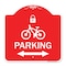 Signmission Parking W/ Lock Cycle & Bidirectional Arrow, Red & White Aluminum Sign, 18" x 18", RW-1818-23475 A-DES-RW-1818-23475 - alternate 1